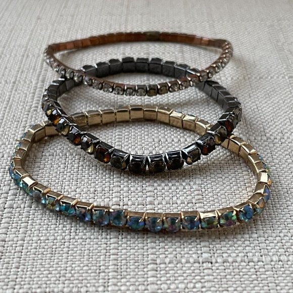 Women Bracelet Set of 3 Bracelet Fashion Jewelry Crytals Accent Stretched Jewelr - Picture 4 of 12